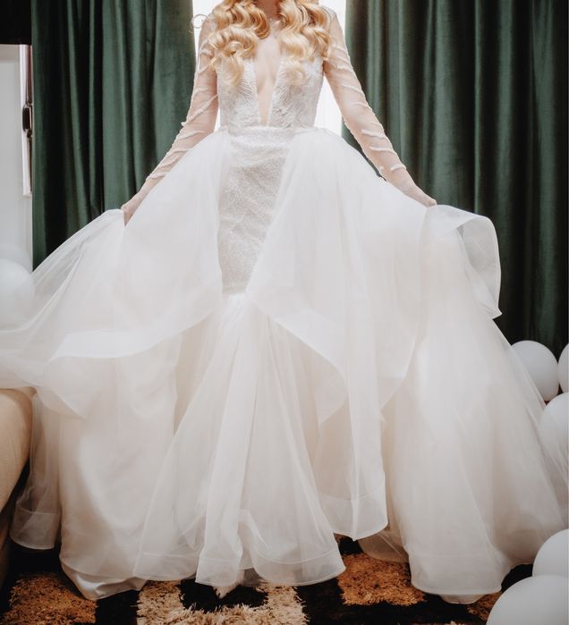 Rochie de mireasa sirena cu trena detașabilă