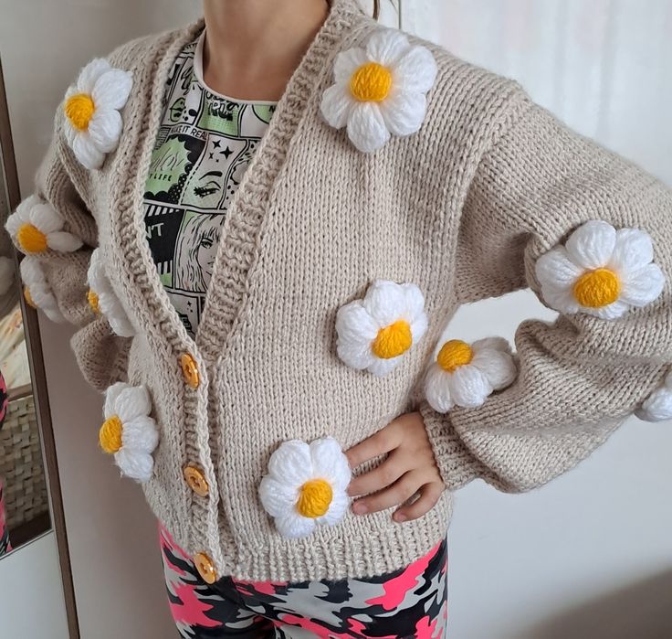 Cardigan cu flori mamă-fica