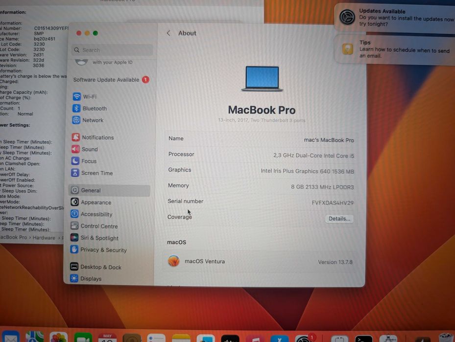 MacBook Pro 13-inch, 2017 8gb i5 256ssd