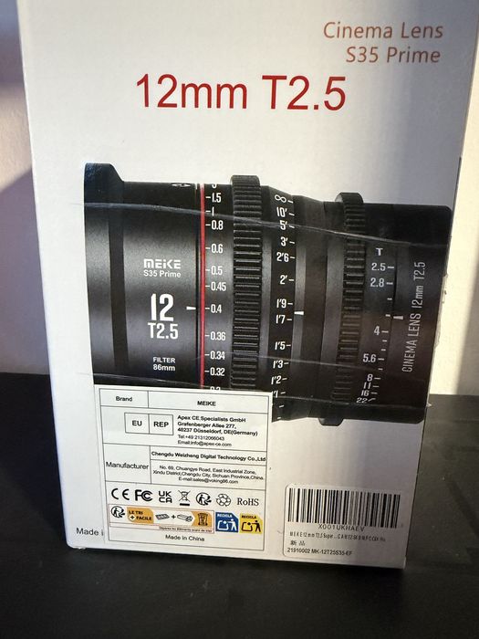 Obiectuv meike 12mm T2.5 s35 cine mens montura canon EF