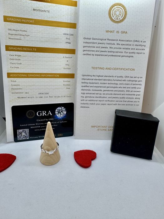 Сребърен пръстен с мойсанит (диамант) 1 катат