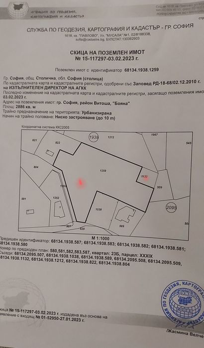 Продавам парцел в Бояна, София