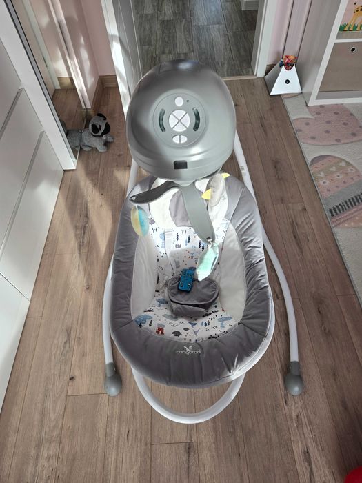 Електрическа бебешка люлка Cangaroo Woodsy, сива