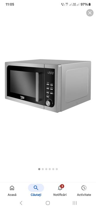 Piese cuptor cu microunde Beko MOF23110X, 23 L, 800 W, Electronic, Tim