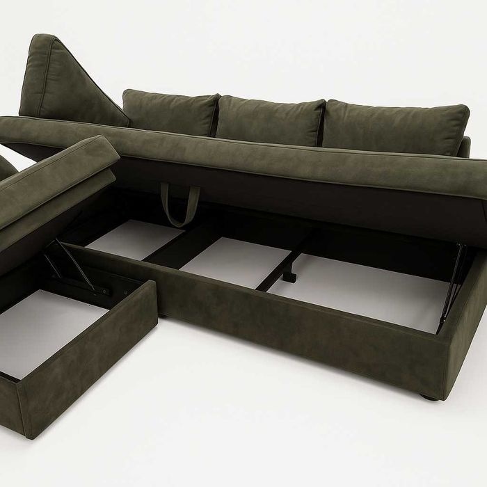 Просторен L-диван с място за съхранение – перфектен за дома