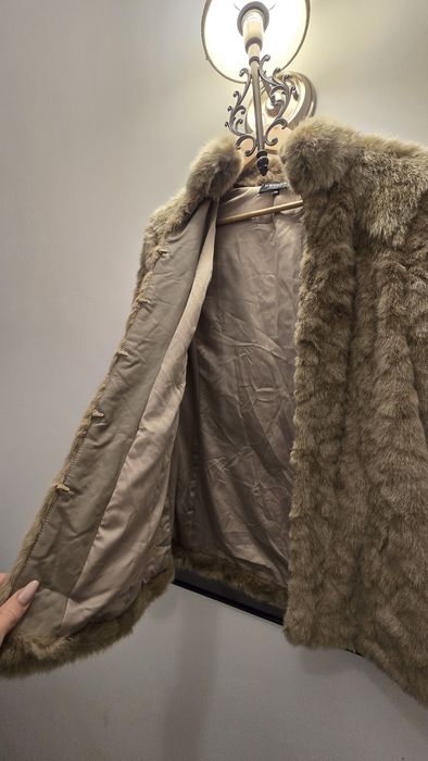 Haină de blană artificială, bej cafeniu, Morgan, mărime 38