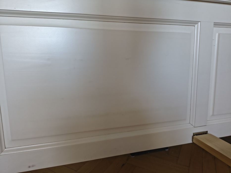 VÂND cadru pat alb lemn masiv + somieră 1.60×1,90 m