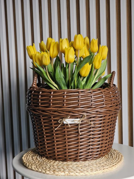 Ghiveci împletit din ratan sintetic cu maner, Handmade, volum 12 L