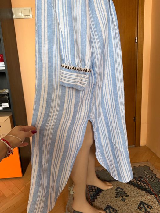 Кафтан( дълга рокля тип туника) 100% лен Lemem&H&M, размер M/L/XL