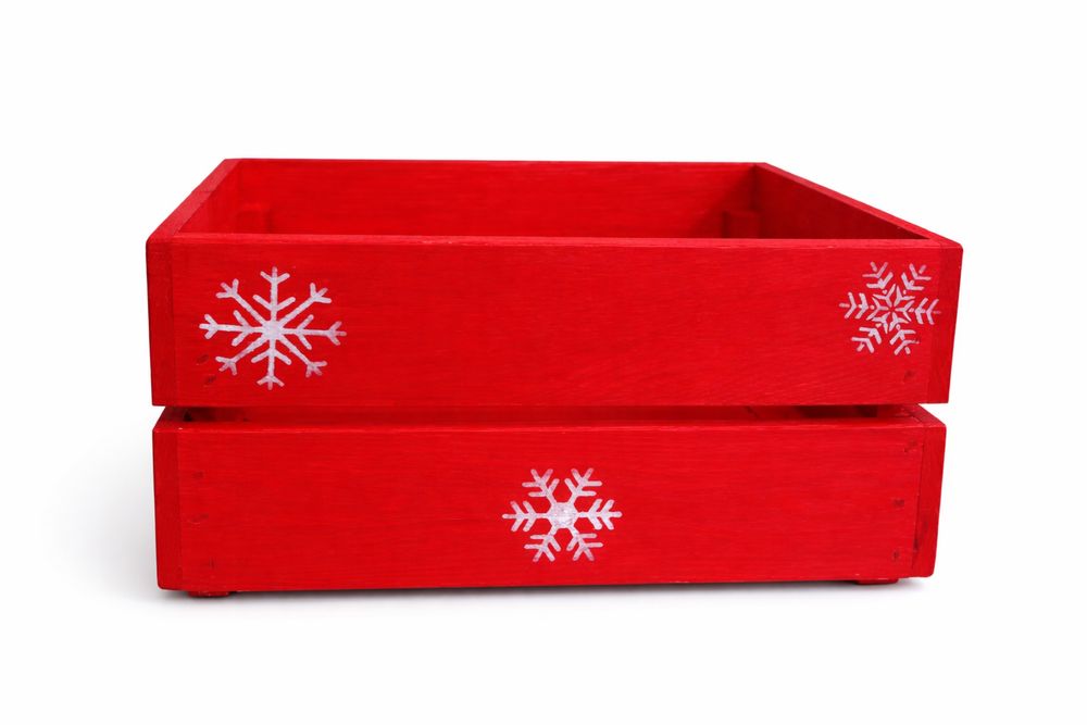 Дървена коледна кутия / щайга – ръчна изработка