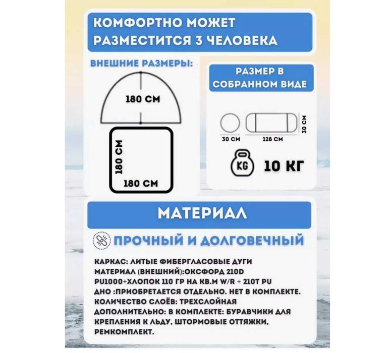 Палатка Зимняя теплая ветрозащитная-1,45x1,45x1,6 м Доставка бесплатно