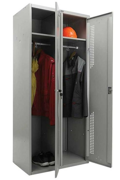 Шкаф в раздевалку для одежды двухсекционный металлический