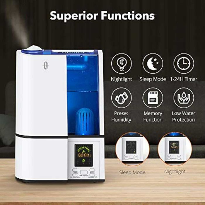 Oвлажнители за голяма спалня, 4 л тиха работа, LED дисплей с хигростат