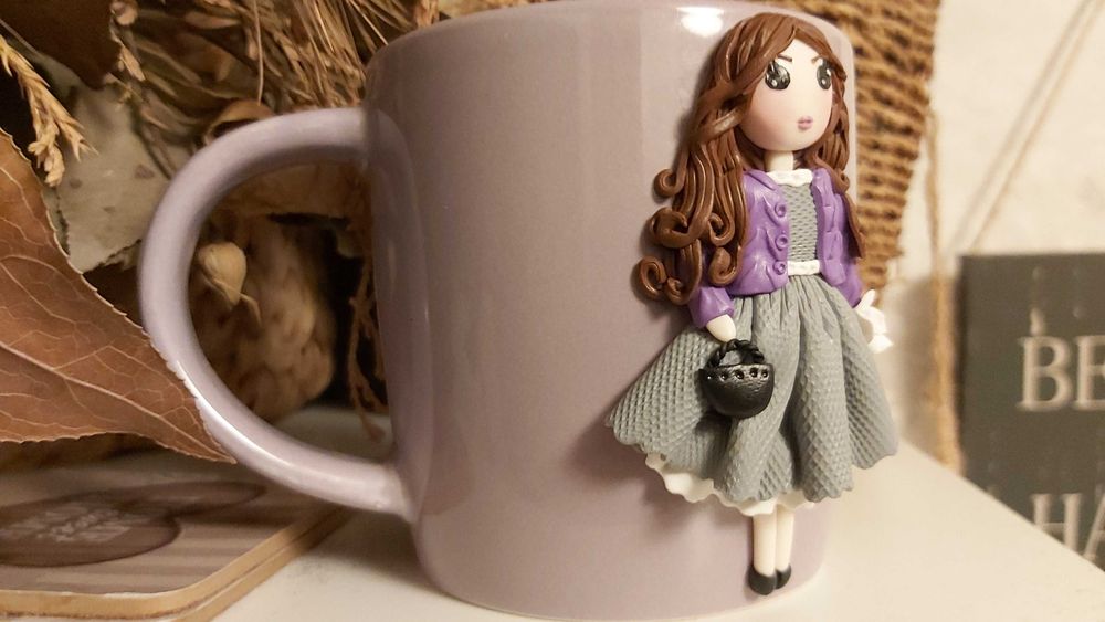 Cadou pentru fetite, sotie/iubita cana papusa handmade