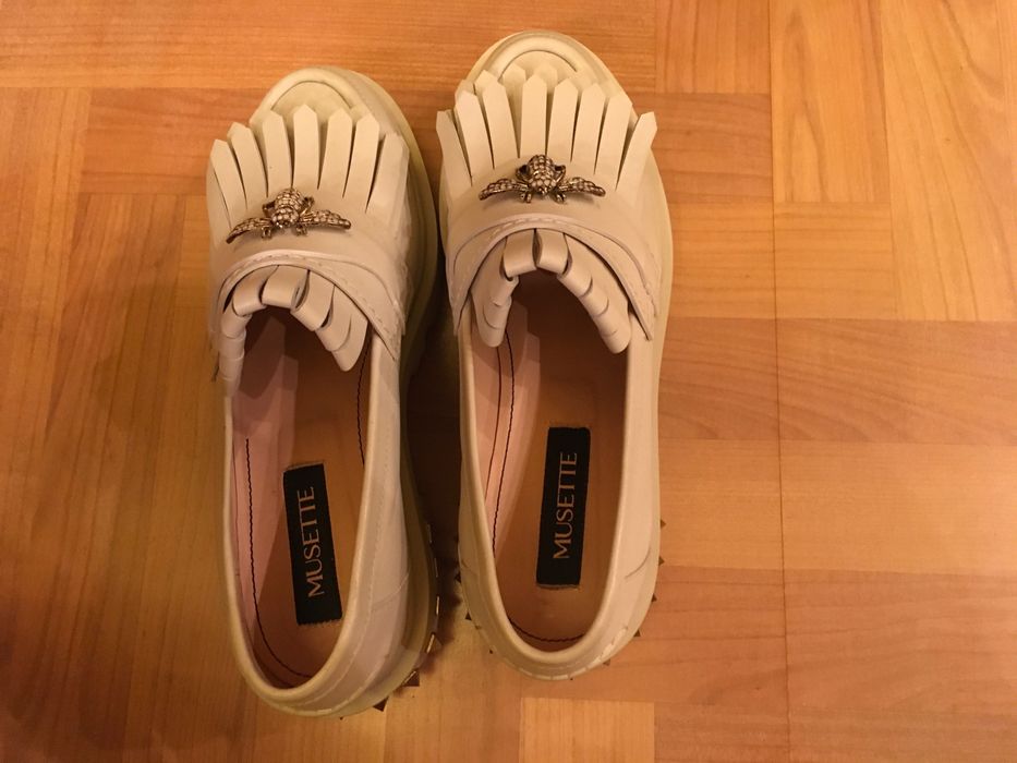 Mocasini pantofi dama, firma Musette Bee, din piele, ivoire alb-crem, mărimea 38