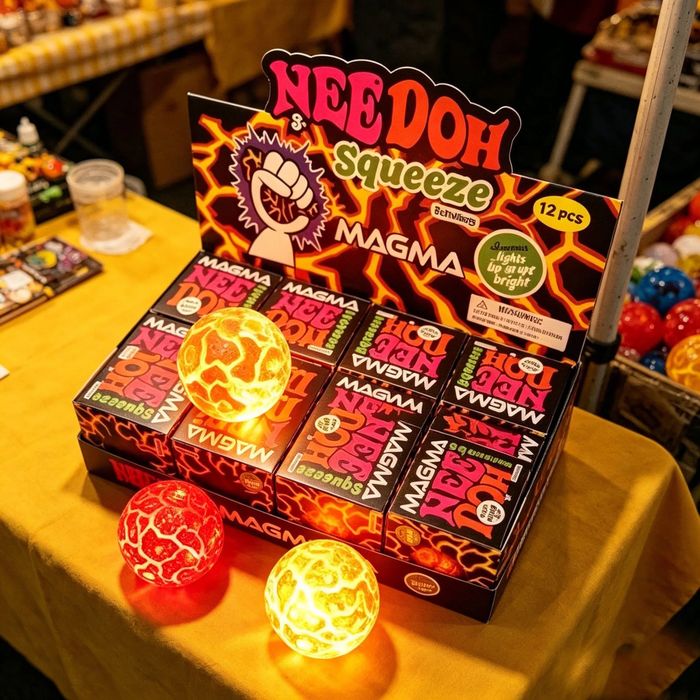 NeeDoh Светеща стискаща топка метеор Squeeze Magma Meteor Nee Doh