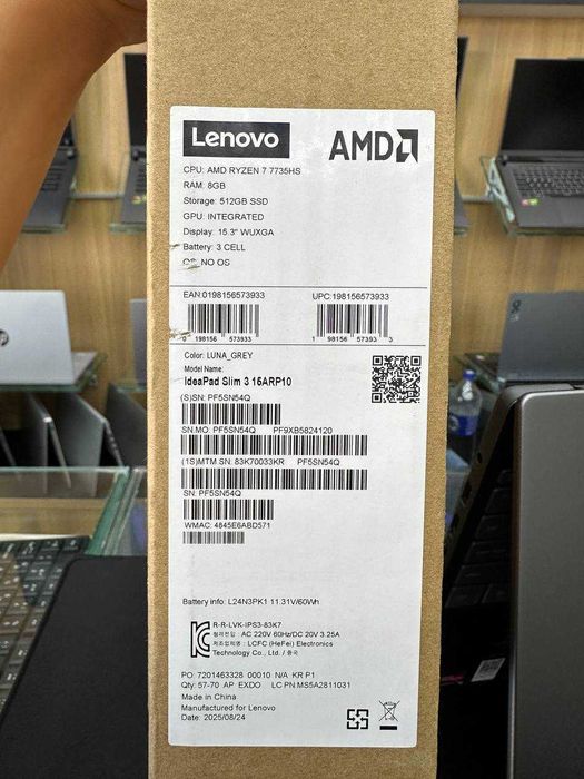Noutbuk Lenovo IdeaPad Slim 3 AMD Ryzen 7 7735HS 8/512Gb 15.3" FHD IPS