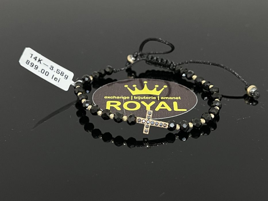 Bijuteria Royal CB : Bratara cu snur bile aur 14k 585 3,58 grame