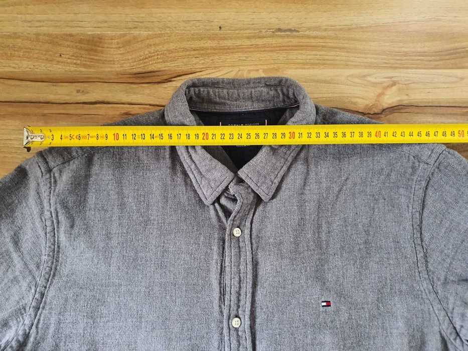 Tommy Hilfiger риза XL Regular Fit 100% памук сива, плътна материя