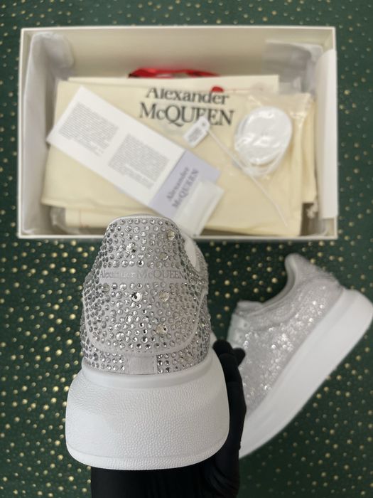 Alexander McQueen Silver Crystal Classic Sole Ultra Premium Quality