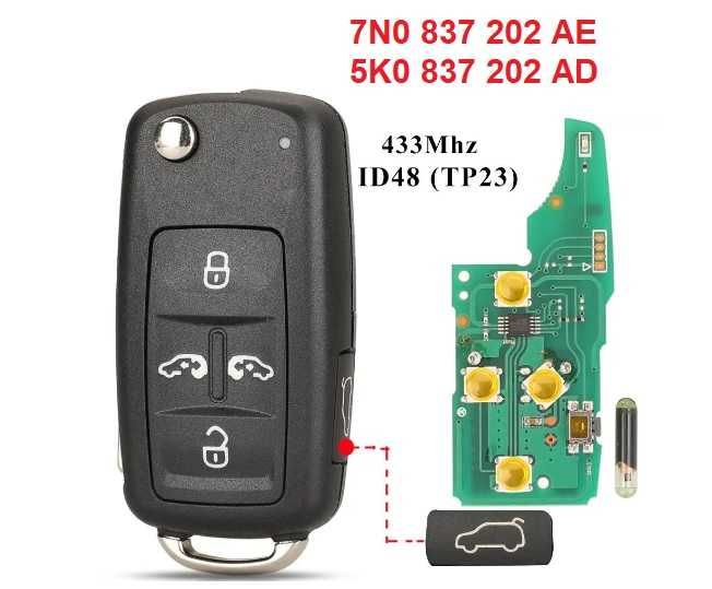 Cheie 5 butoane 434Mhz 7N0837202AE VW Sharan Transporter Caravelle T5