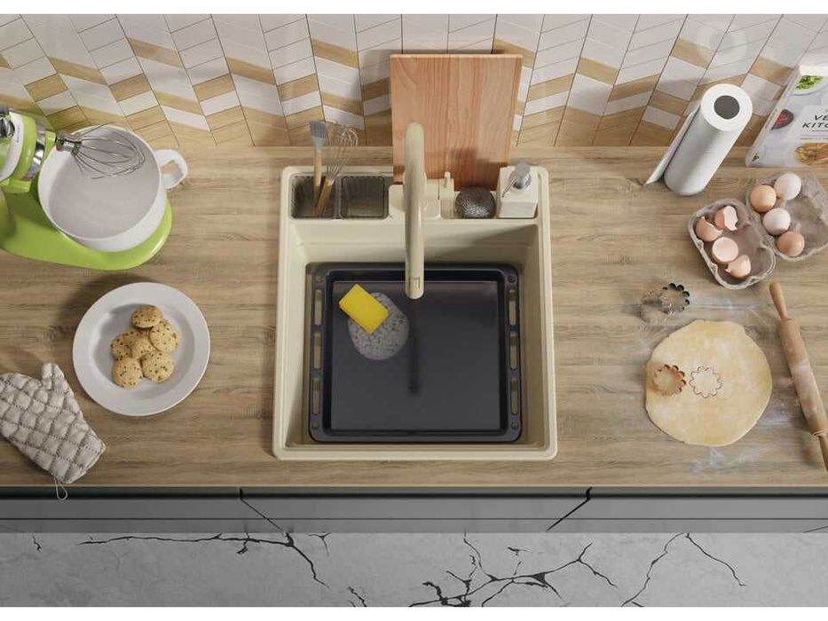 БЕж кухненска гранитна мивка Ню Йорк 50 Multispace 480 x 530 мм