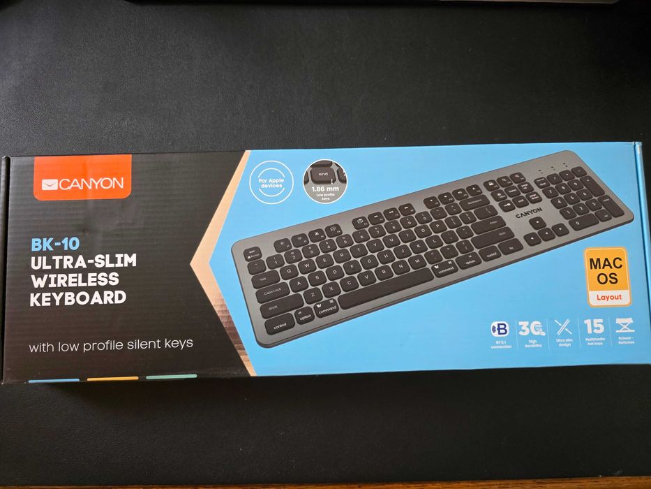 Tastatură Wireless Canyon BK-10 Ultra-Slim - Layout Apple/Mac OS