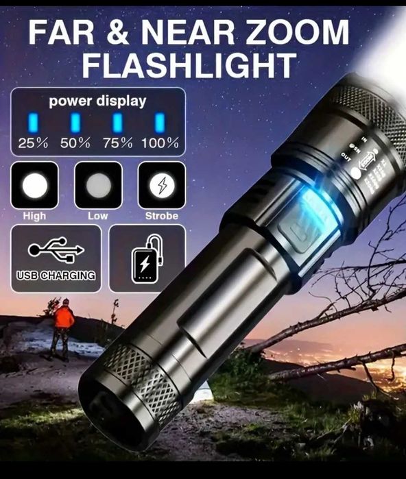 Мощно XHP50 LED фенерче Вградена батерия Презареждаема фенерче