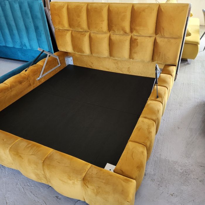 PROMOTIE! Pat 180/200cm, catifea, galben mustard