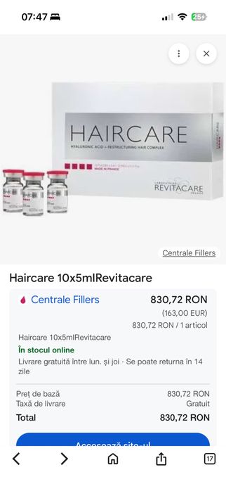 Revitacare Haircare 10x5 ml original mezoterapie par scalp