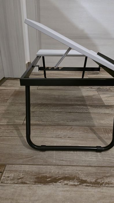Măsuță lemn albă, pliabilă și reglabilă, pentru laptop/tabletă