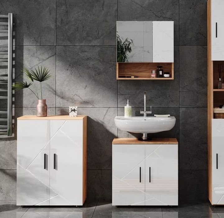 Скрин/шкаф бял гланц 5714