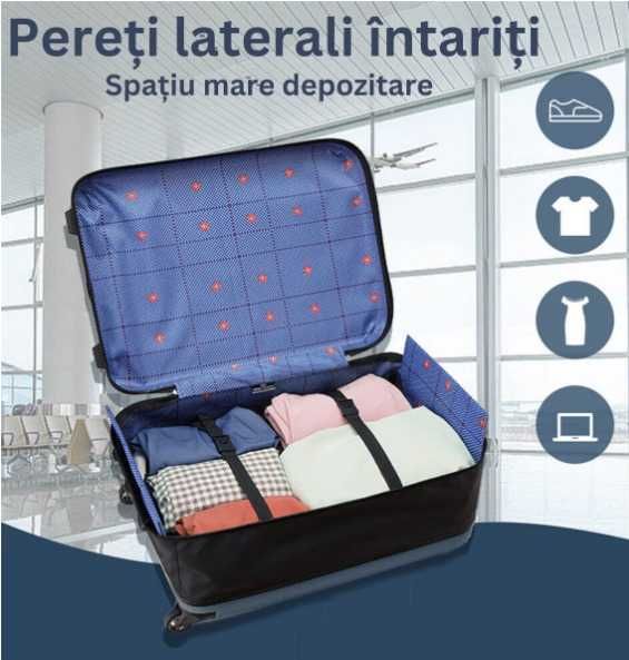 TROLER pliabil mare carcasa dura 2 roti 1 lacat maner telescopic VERDE