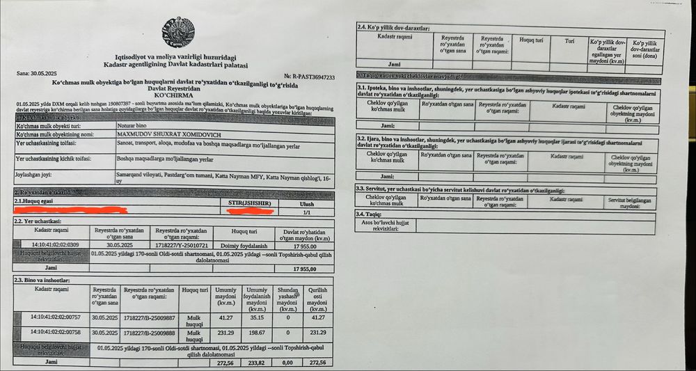 Ер майдони сотилади жами 1.8 гектар, 1 сотиғи 3000$дан, кадастр бор!