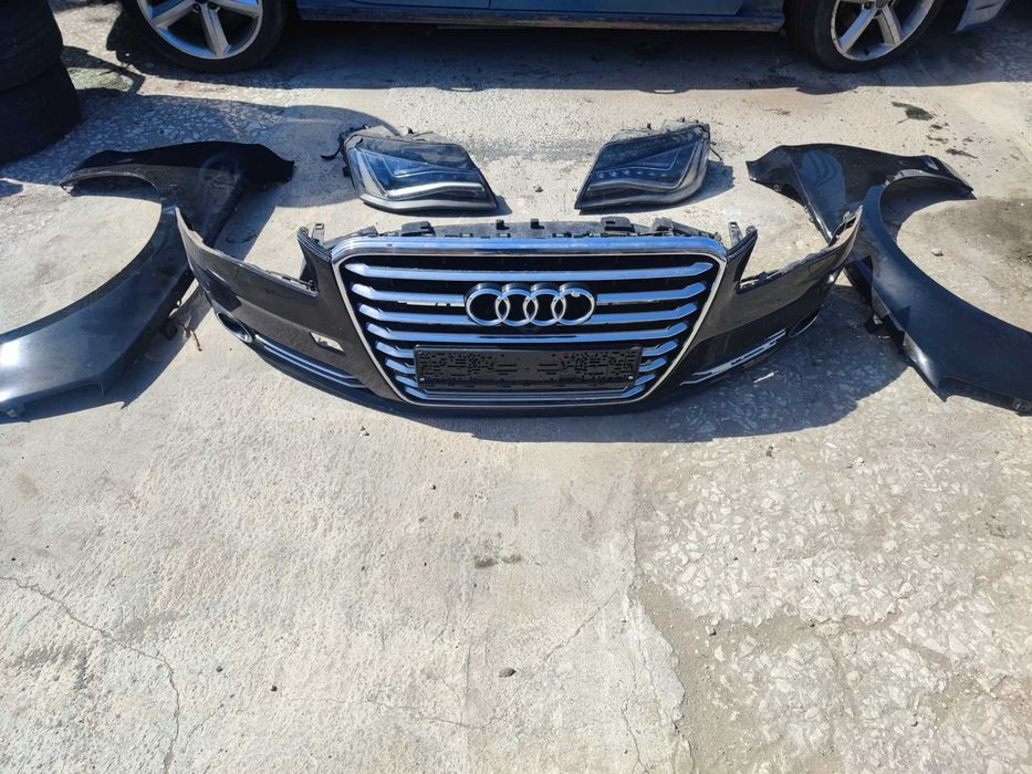 Оборудвана предна броня Audi A8 D4 4H 2013г с решетки за дистроник