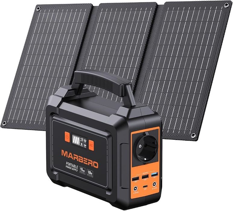 Statie electrica portabila 98 Wh cu panou solar de 30 W pentru camping MARBERO