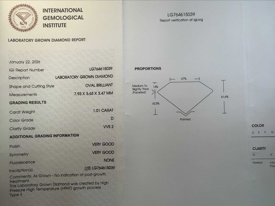 Inel logodna aur alb 14 kt. cu diamant 1.19ct. tw. (lab-grown)