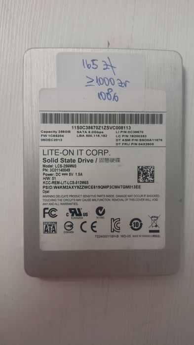 SSD Lite-On IT Corp 256 GB