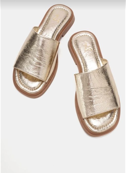 Чехли естествена кожа златни 36 номер