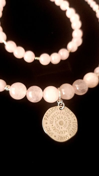 Set bratara si colier argint si cuart roz