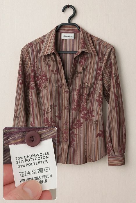 Cămașă elegantă Peter Hahn | dungi & imprimeu floral | mărimea L | off