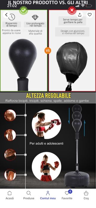 Sac de box la sol cu inaltime reglabila homcom