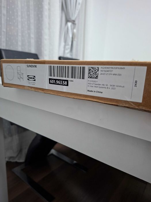 Scaunel copil Ikea, alb, 28x29x55 cm, lemn masiv, NOU SIGILAT