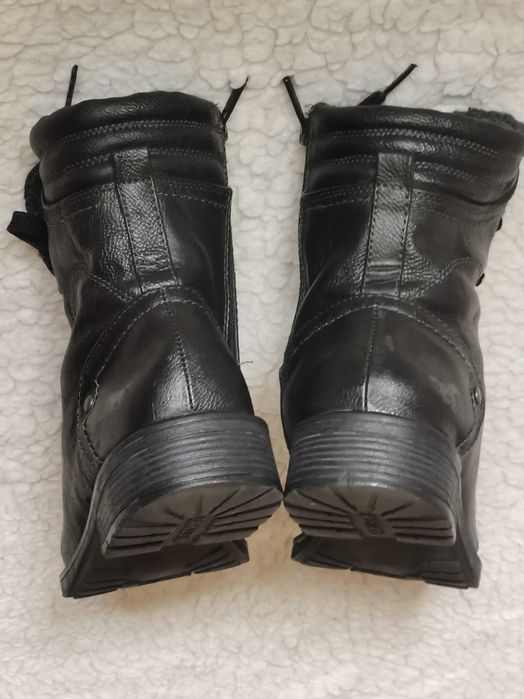 Ghete negre imblanite dama Mustang bocanci negri fete piele