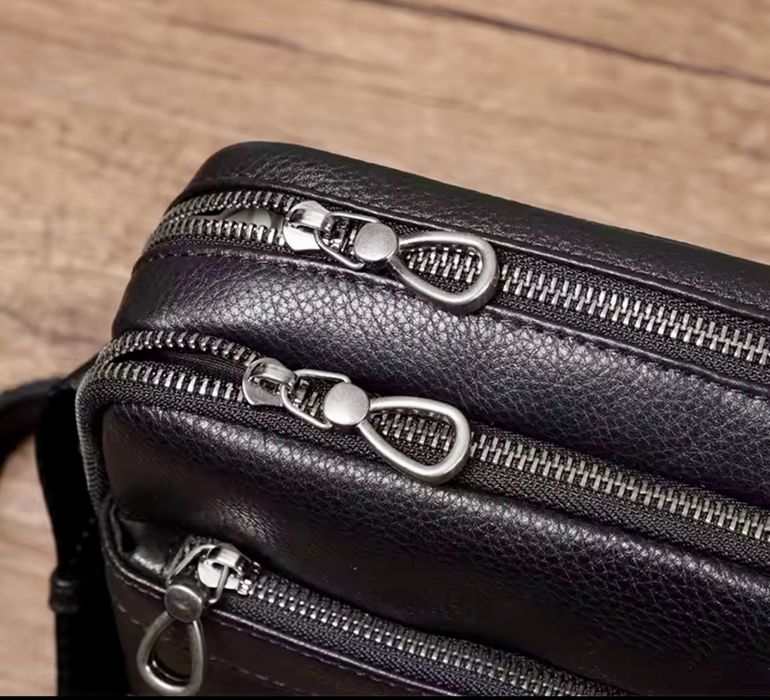 Мъжка модерна бутикова чанта с голям капацитет /Черна естествена кожа!