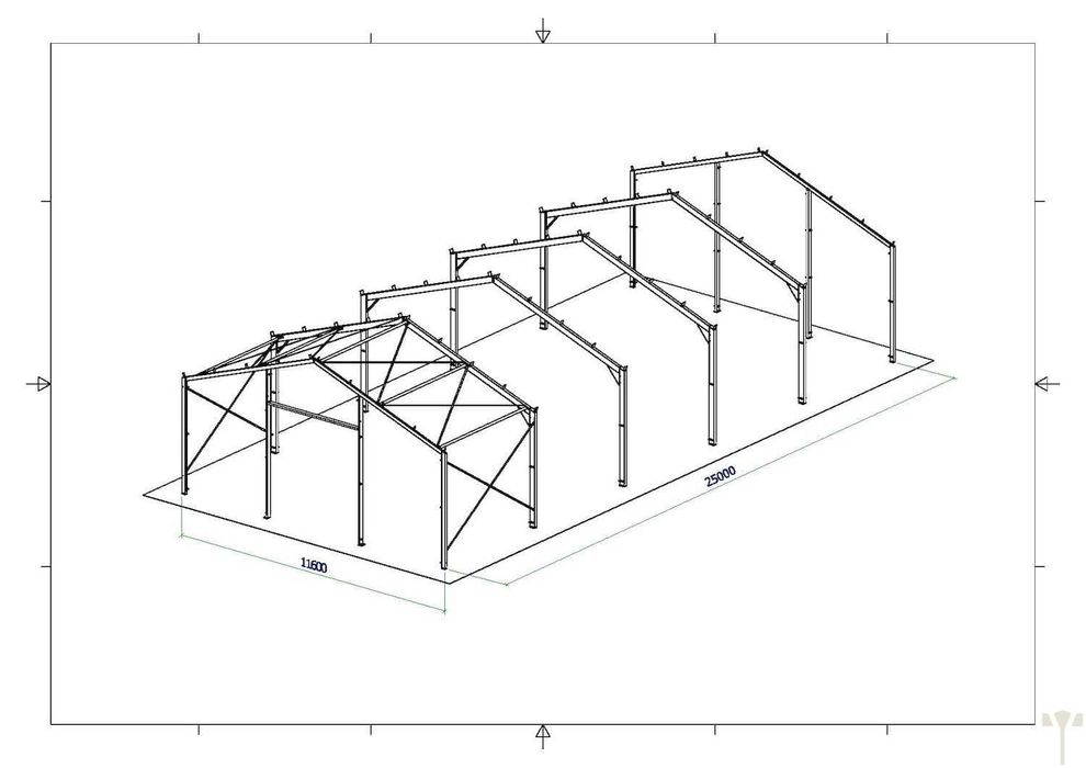 Structura metalica noua 11.60*25 m otel galvanizat