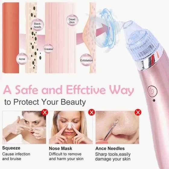 Топ цена! Нов вакуум уред за почистване на лице с 4 приставки