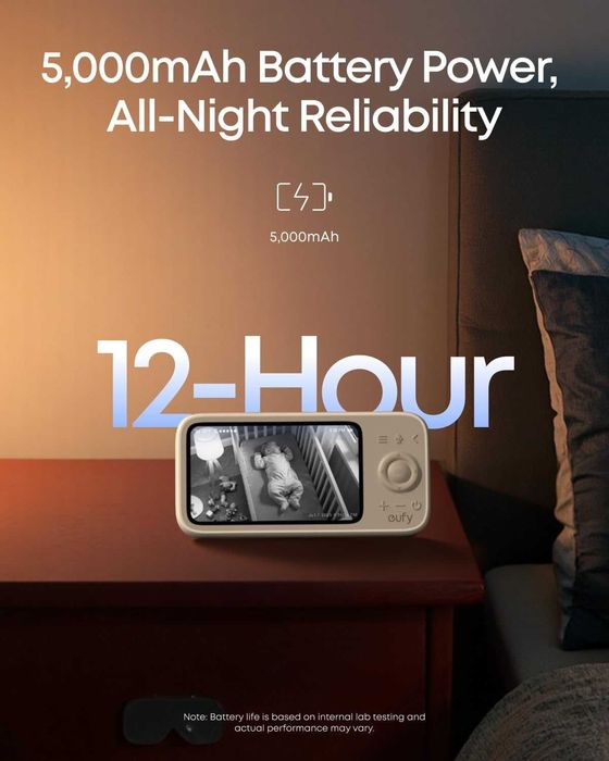 Бебефон eufy C10 с 2K HD камера, 4.5" 480p дисплей, 4× увеличение