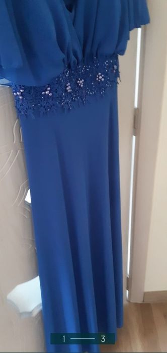 Дамска, бална, официална,синя, дълга рокля за повод,бал,сватба,кръщене