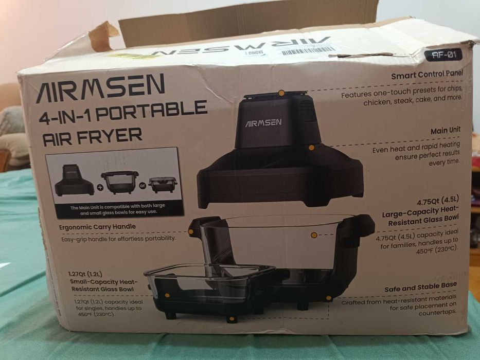 Vând friteuză cu aer din sticla AIRMSEN, 1500W,
